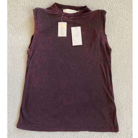 NWT Iro Polette Tank Top Small Shoulder Pads Stone Wash Crew Neck Black Red S - Picture 3 of 16